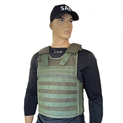 Bulletproof VEST with Bulletproof Plate pockets - Green Color - Outer Vest only 