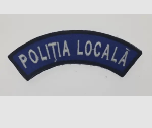 SEMI ROUND LOCAL POLICE BADGE BLUE BLACK OUTLINE